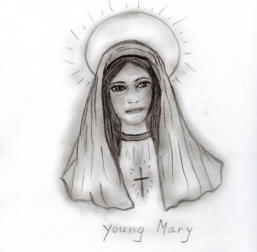 Young Mary Drawing by Sonya Chalmers