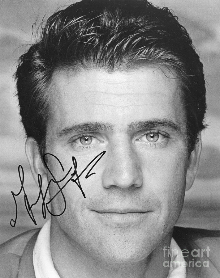 Mel Gibson Photograph - Young Mel Gibson Autographed by Pd