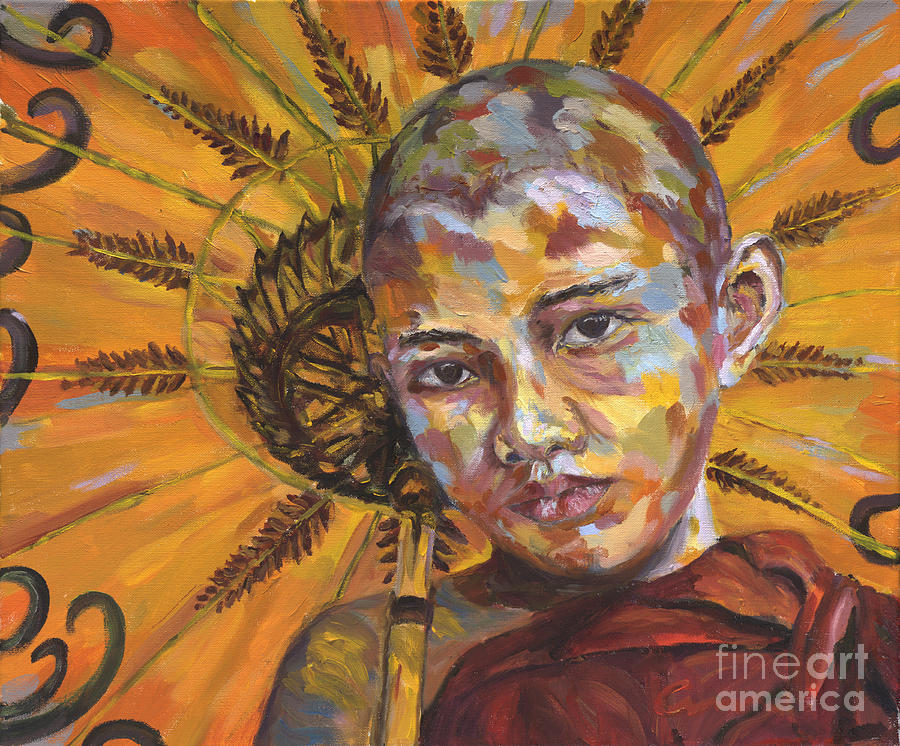 Young Monk Painting by Michael Cinnamond