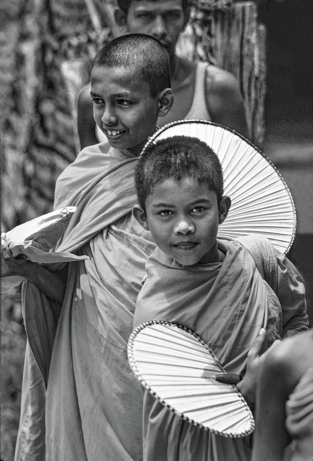 Young Monks 2 bw Photograph by Steve Harrington
