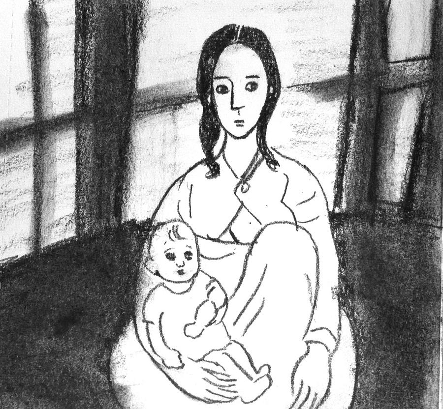 Young mother  Drawing by Hae Kim