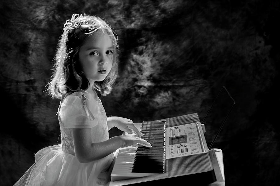 Young Musician bw Photograph by Kevin Cable