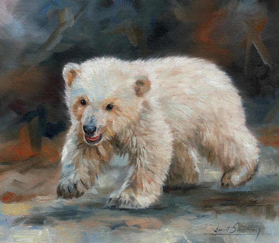 Young Polar Bear Painting by David Stribbling