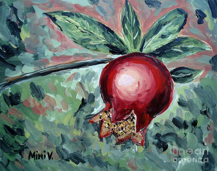 Young Pomegranate Painting by Maria Langgle