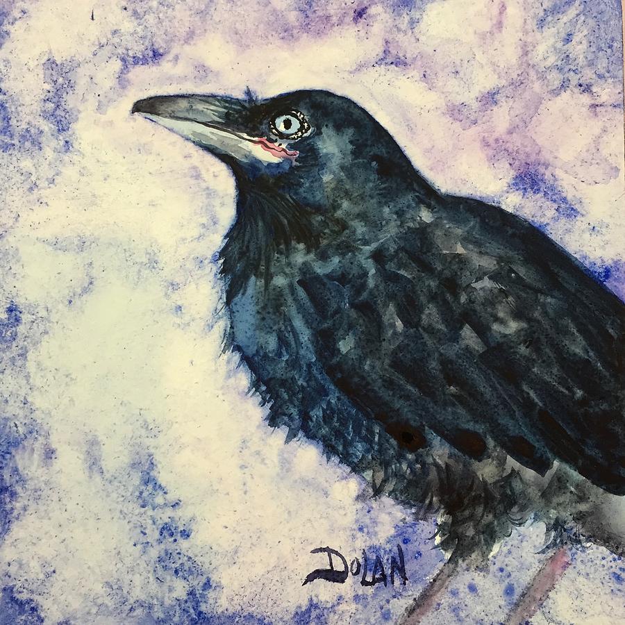 Young Raven Painting by Pat Dolan
