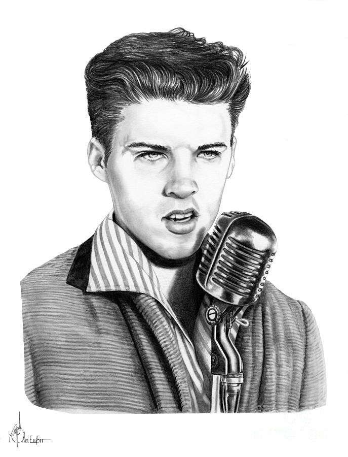 young Ricky Nelson Drawing by Murphy Elliott