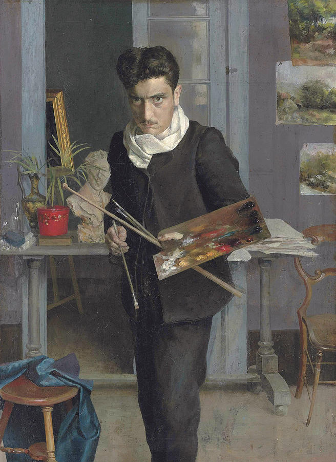 Young Self-portrait Painting by Julio Romero de Torres
