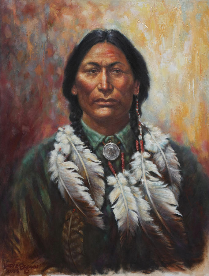 Feather Painting - Young Sittingbull by Harvie Brown