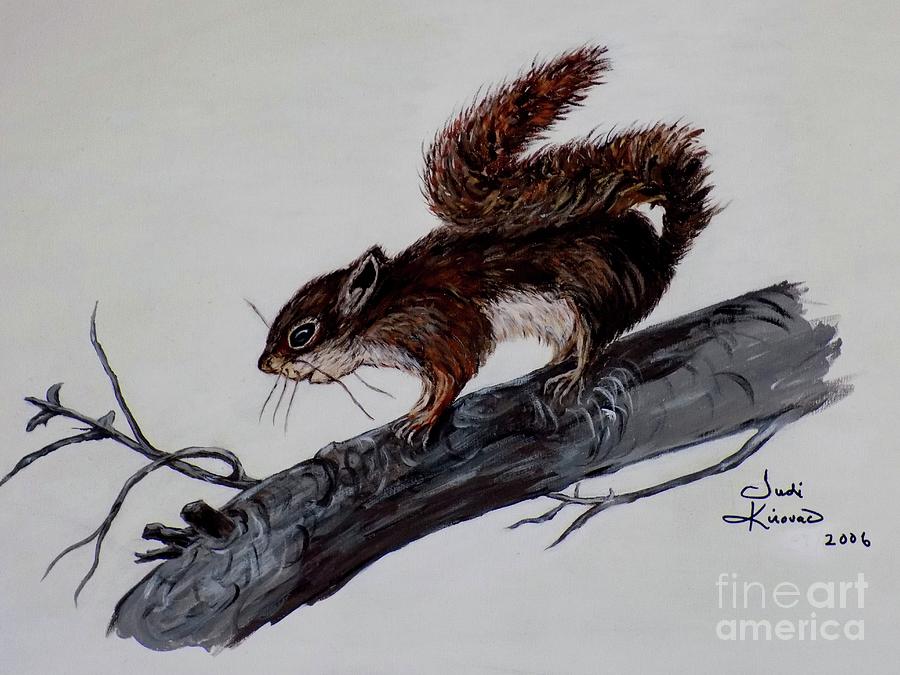 Young Squirrel Painting by Judy Kirouac