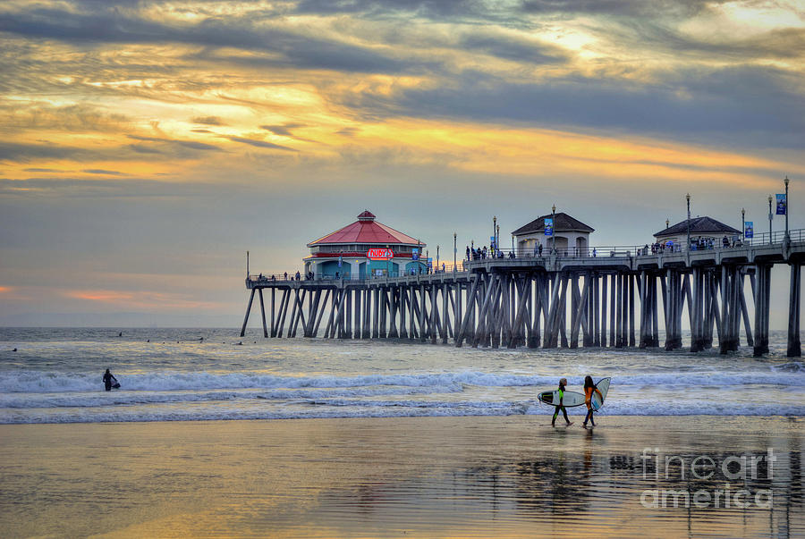 Young Surfers At Huntington Beach Pier Photograph by K D Graves - Fine ...