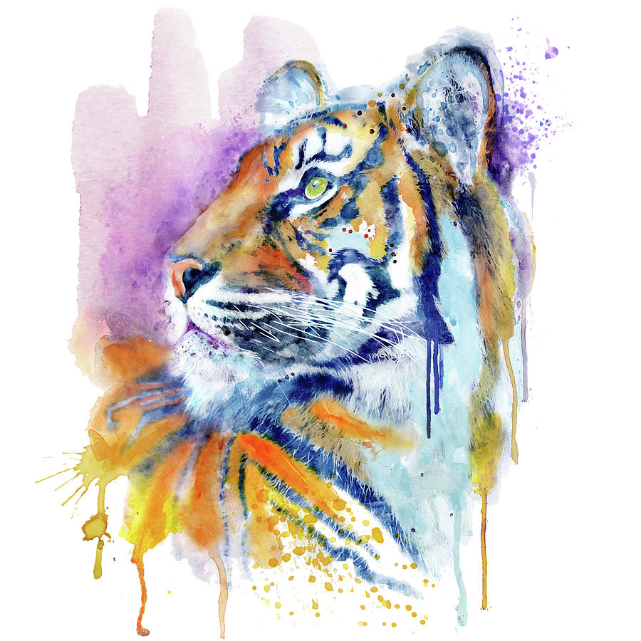 Young Tiger Portrait Painting by Marian Voicu