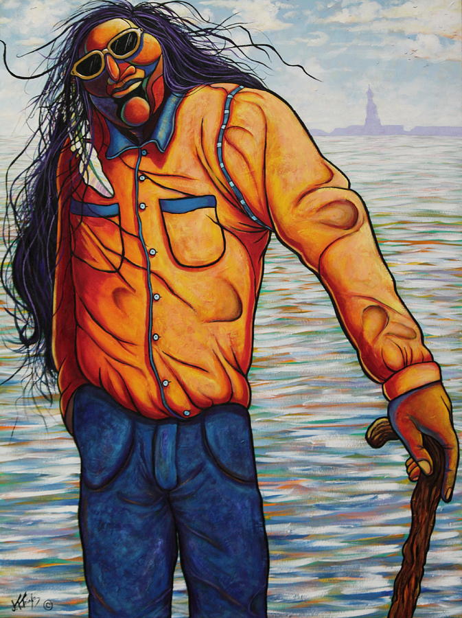 Native American Painting - Young Veteran Visiting Miss Liberty by Joe  Triano