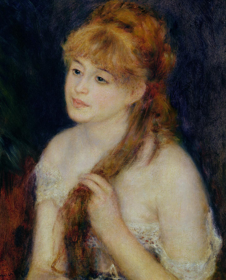 Pierre Auguste Renoir Painting - Young Woman Braiding her Hair by Pierre Auguste Renoir