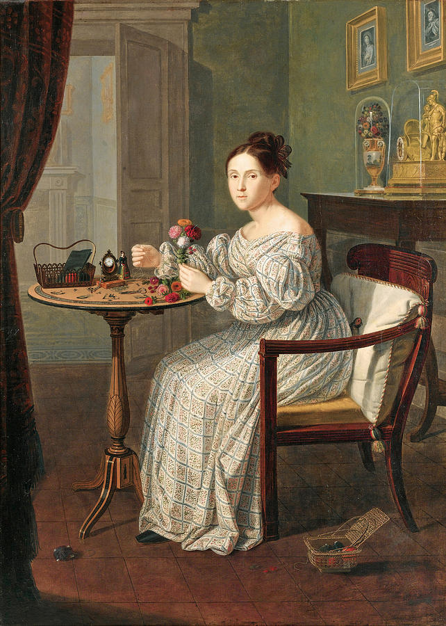 Young Woman in a Room Painting by Giuseppe Patania