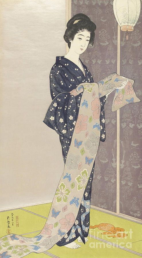 Young woman in a summer kimono, 1920 Painting by Goyo Hashiguchi