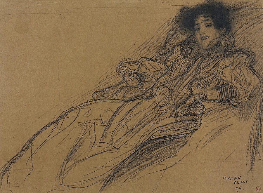 Young Woman in an Armchair Drawing by Gustav Klimt