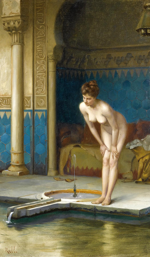 Young Woman in the Bath Painting by Theodoros Rallis