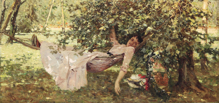 Young Woman in the Shade Painting by Achille Formis