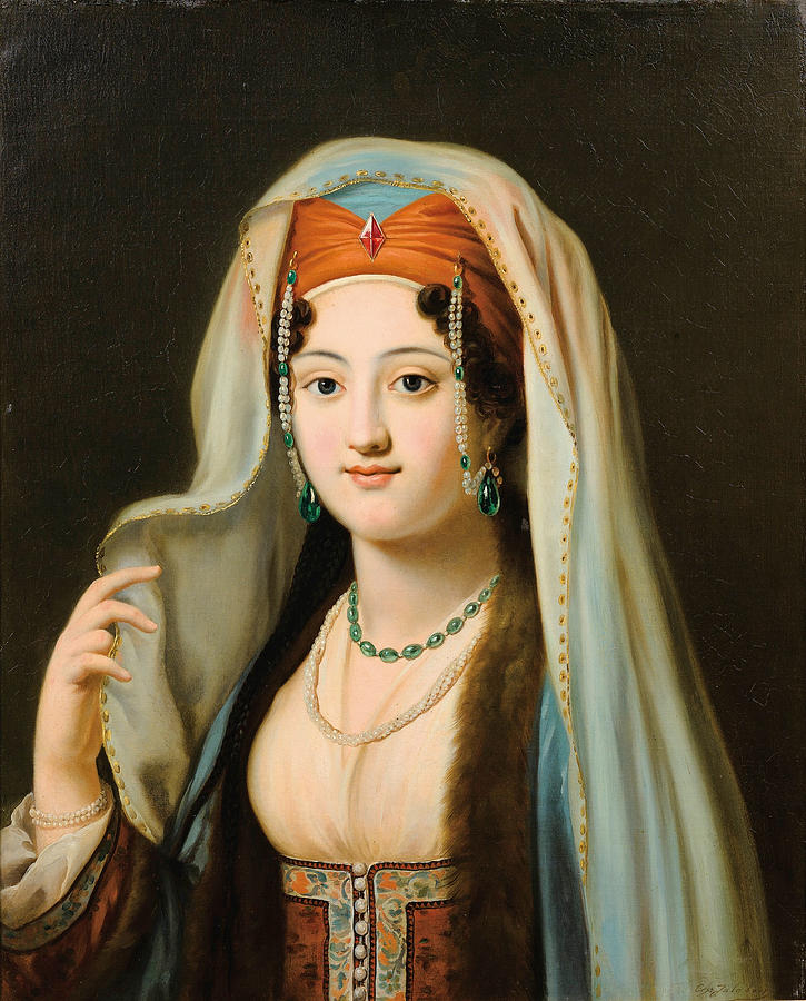 Young Woman in traditional Ottoman Clothes Painting by Charles Francois Jalabert