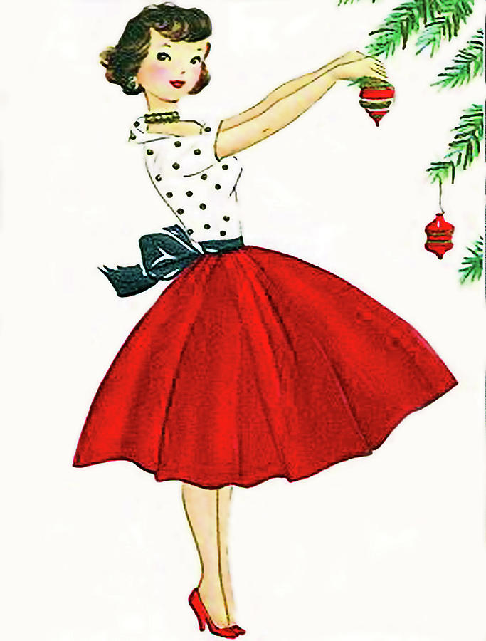 Young woman is decorating a Christmas tree Digital Art by Long Shot
