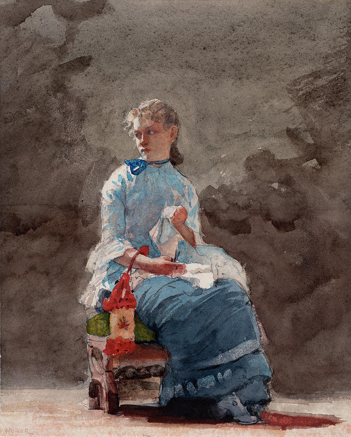  Young Woman Sewing Painting by Winslow Homer