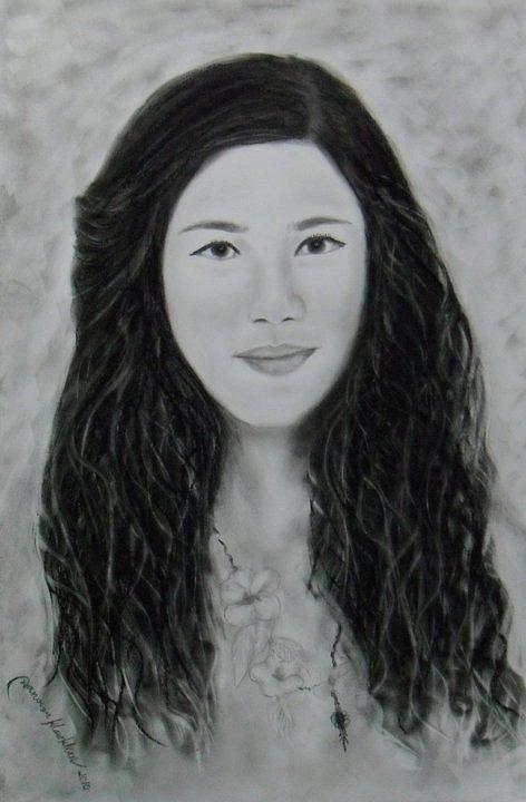 Young Woman Drawing by Wanvisa Klawklean