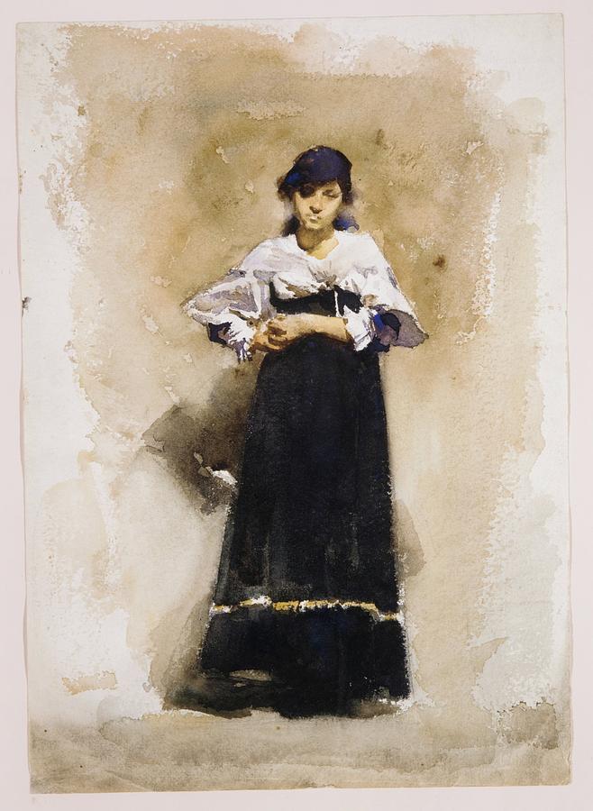 Young Woman with a Black Skirt Painting by John Singer