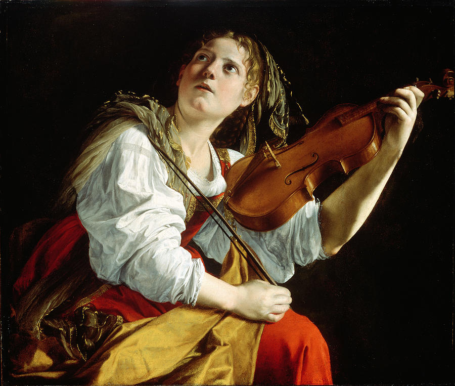 Orazio Gentileschi Painting - Young Woman with a Violin by Orazio Gentileschi