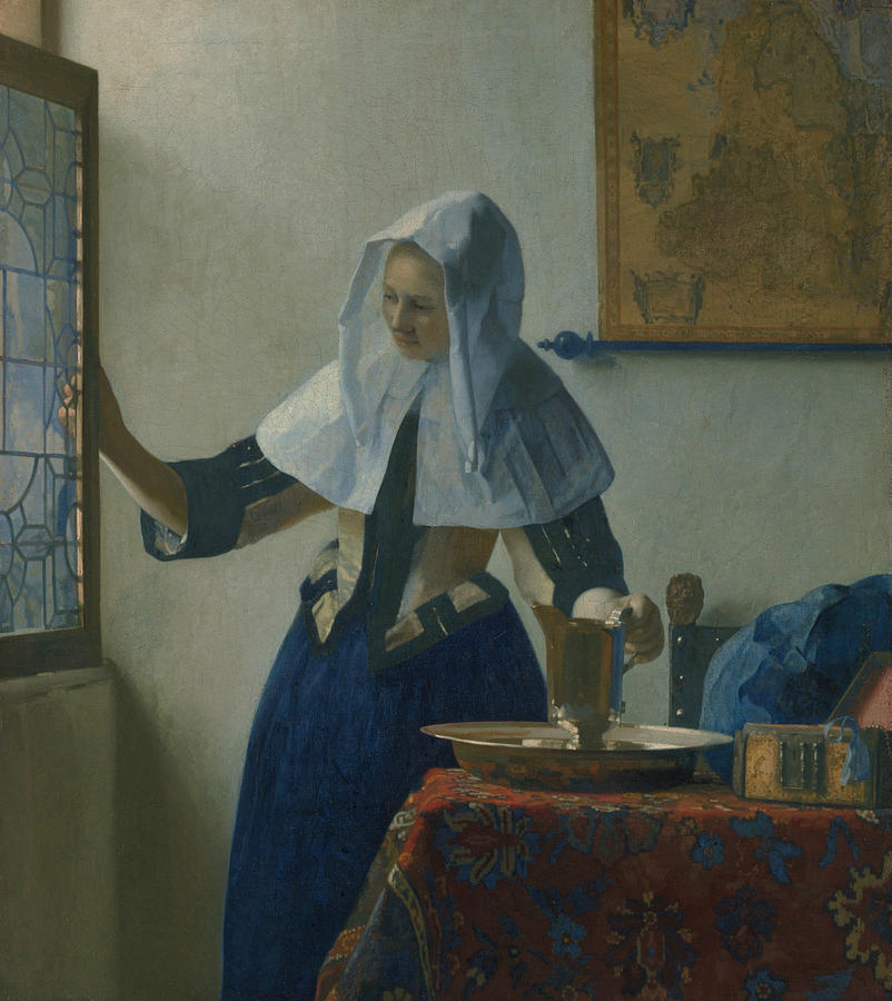 Young Woman with a Water Pitcher  Painting by Jan Vermeer