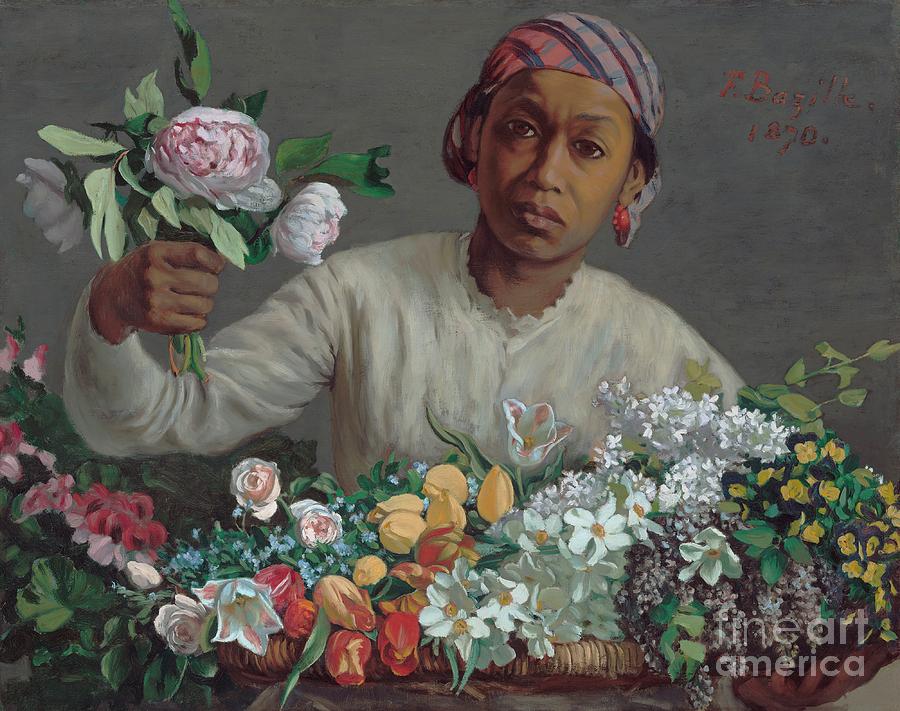 Young Woman With Peonies Painting