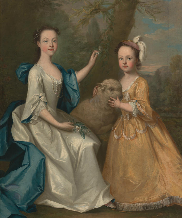Young Women with a Lamb Painting by Thomas Hudson