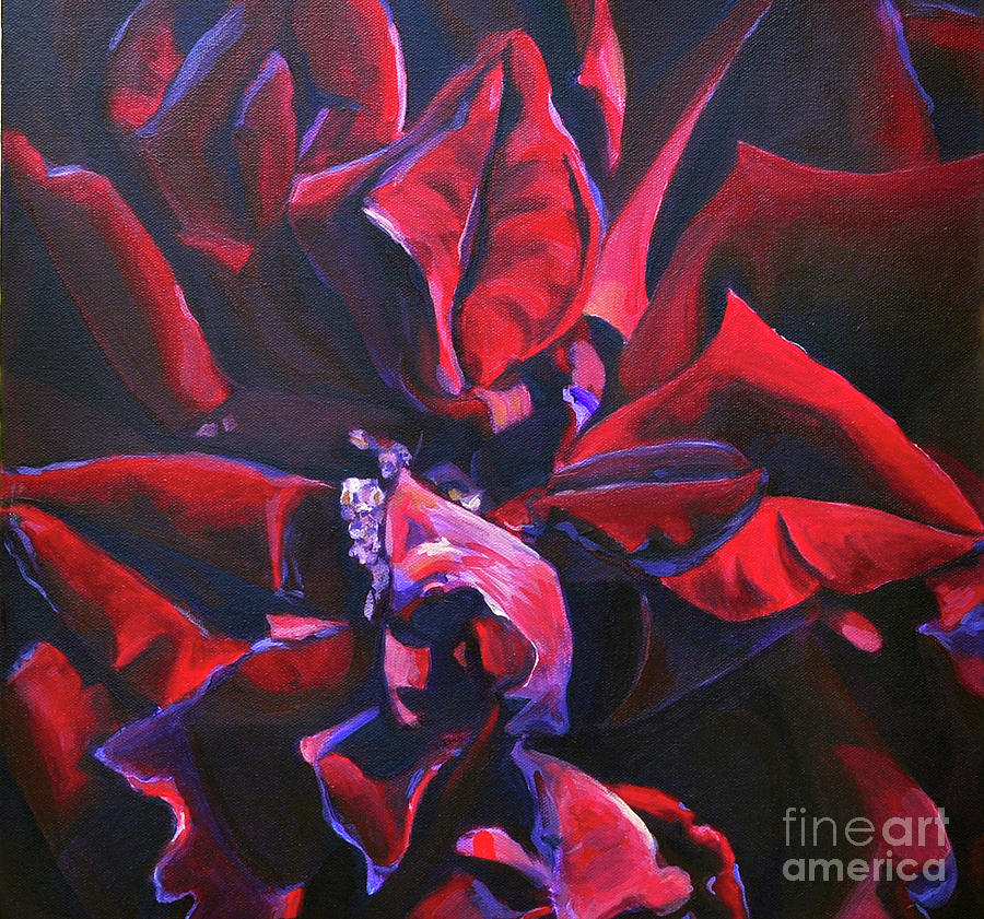 Red Rose Painting - Your Lips Say No No by Marjory Wilson
