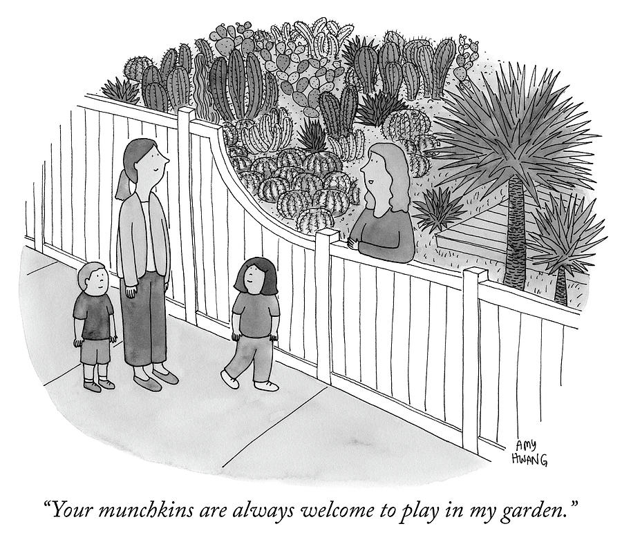 Your munchkins are always welcome to play in my garden Drawing by Amy Hwang