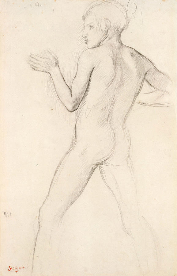 Youth in an Attitude of Defense Drawing by Edgar Degas