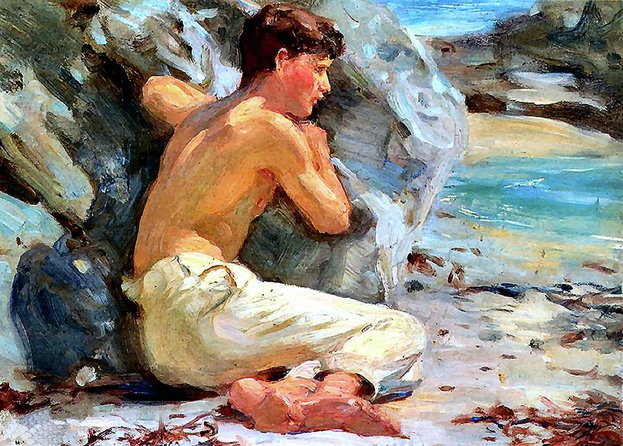 Youth in White Trousers Painting by Henry Scott Tuke
