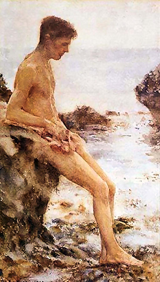 Youth on the Beach Painting by Henry Scott Tuke