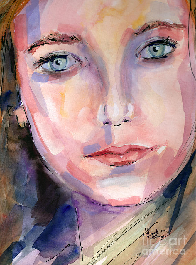 Youth Watercolor and Ink Painting by Ginette Callaway