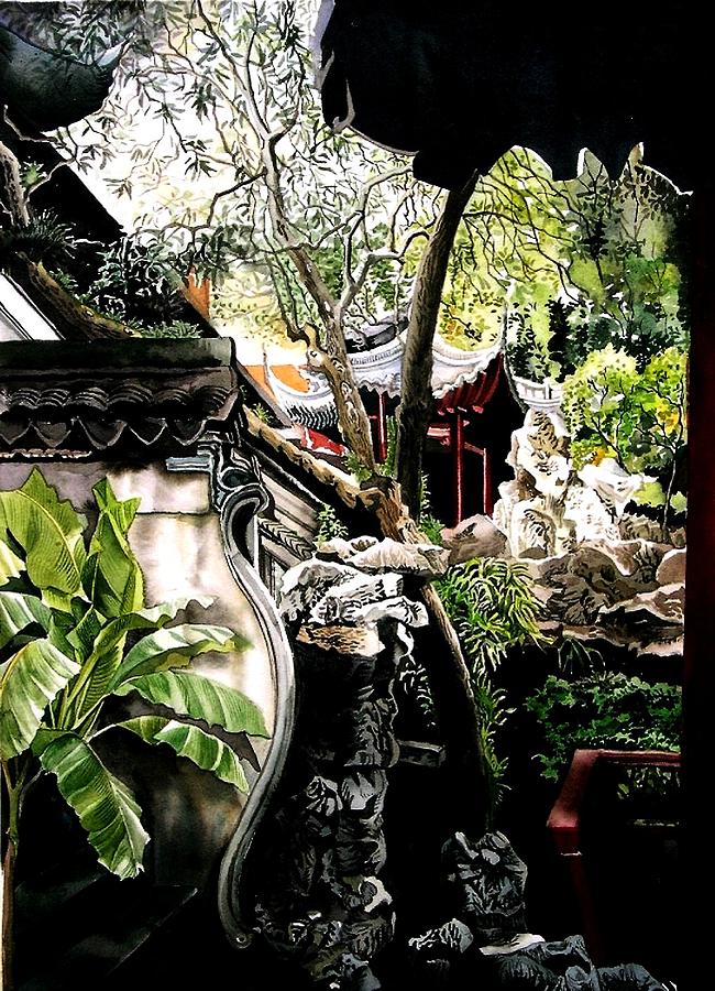 Garden Painting - Yu Garden in Shanghai by Alfred Ng