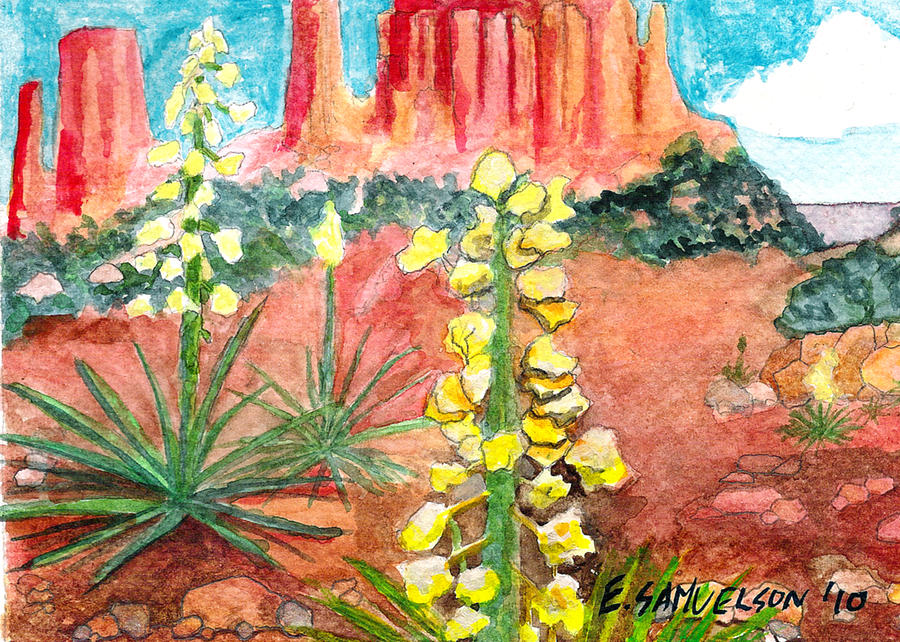Yucca in Monument Valley Painting by Eric Samuelson