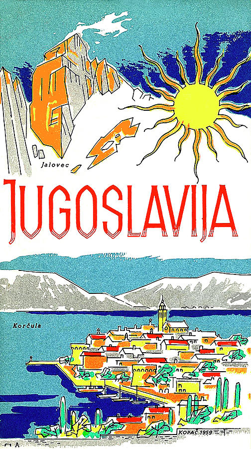 Yugoslavia Sunny Adriatic Yugoslavian Croatia Vintage Travel Art Poster Print 
