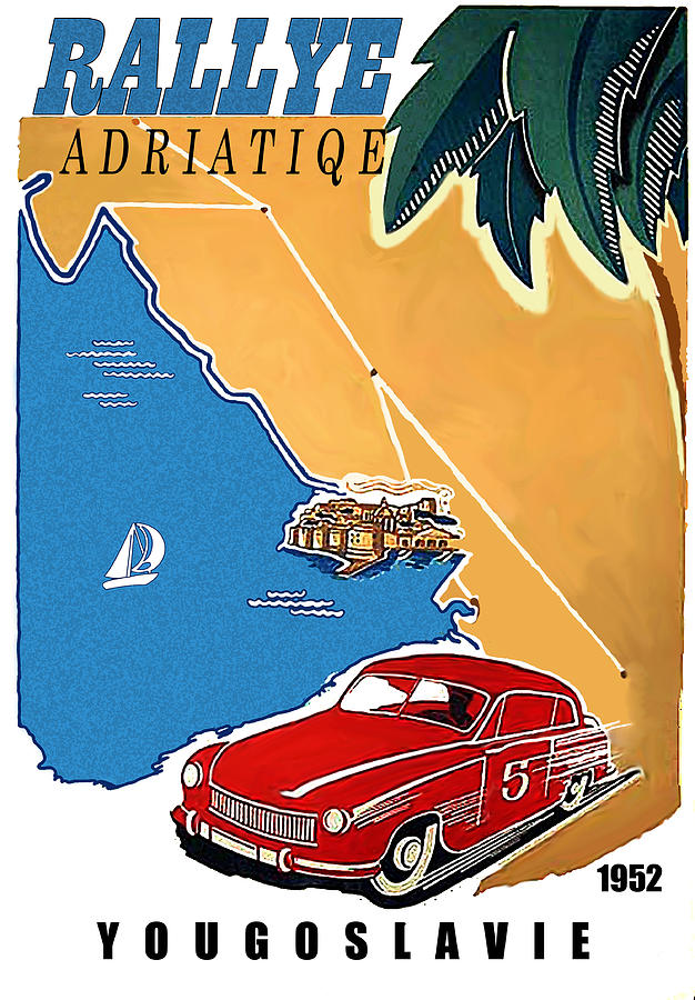 Yugoslavia, Adriatic rally, classic sport car Painting by Long Shot