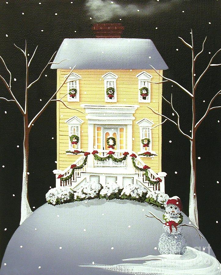 Yuletide Cottage Painting by Catherine Holman