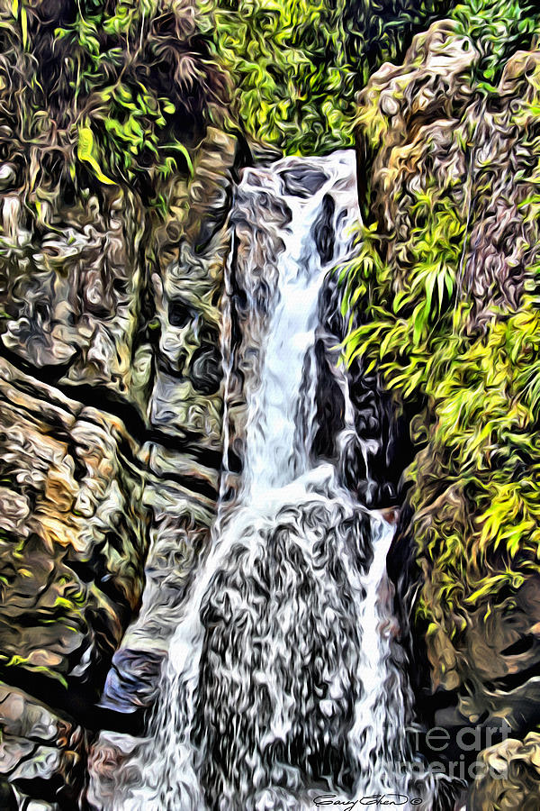 Paradise Photograph - Yunque waterfall by Carey Chen