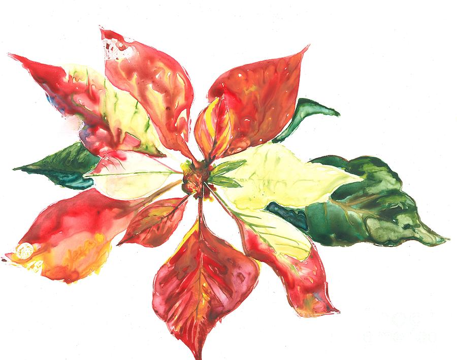 Yupo Poinsettia Painting by Denise Ogier