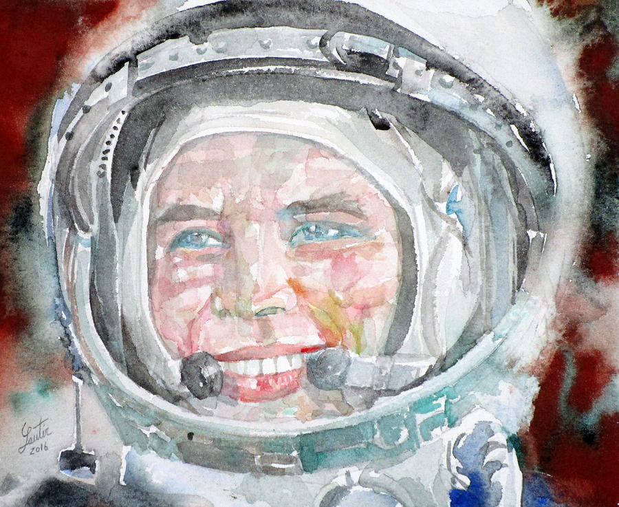 Astronaut Painting - YURI GAGARIN - watercolor portrait.2 by Fabrizio Cassetta