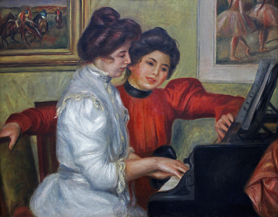 Music Painting - Yvonne And Christine Lerolle At The Piano by Auguste Renoir