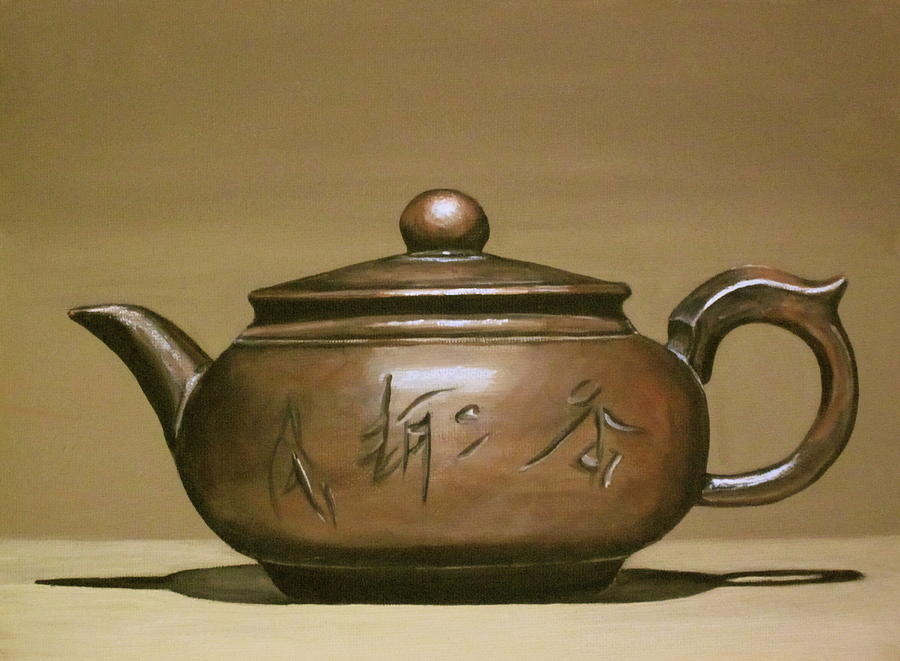 Still Life Painting - Yxing Teapot painting by Lillian  Bell