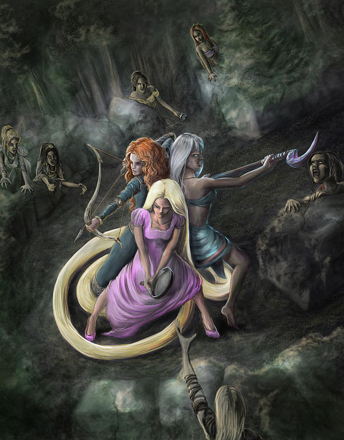 Fantasy Digital Art - Z-Hunter Princesses by Rob Carlos
