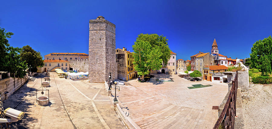 Zadar Five wells square and historic architecture panoramic view Photograph by Brch Photography