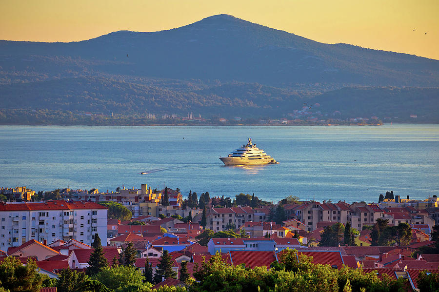 Zadar waterfront and Ugljan island sunset view Photograph by Brch Photography